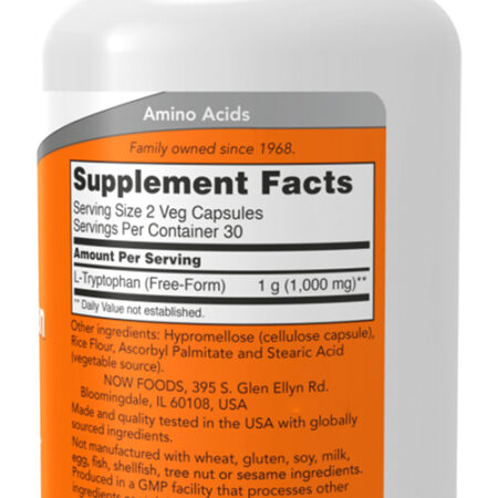L-triptofano 500mg Now Foods L-tryptophan 120 Veg Caps 3un - Imagem 4