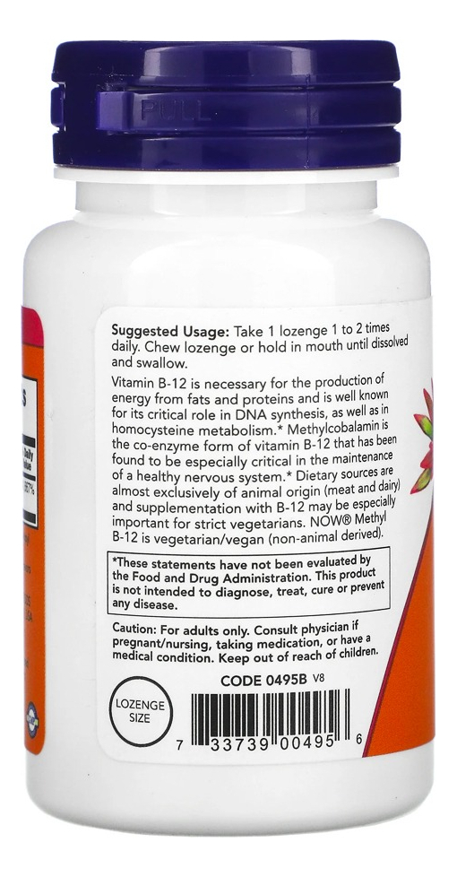 Vitamina B-12 1mg Metilcobalamina Now 100 Past Importado 2un - Imagem 3