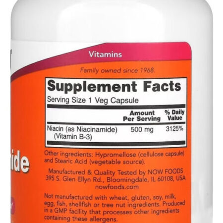 Niacinamida B3 500mg 100 Cápsulas Now Foods Sem Rubor - Imagem 5