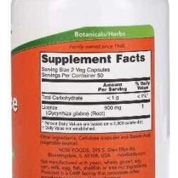 Licorice Root Raiz Alcaçuz 450mg 100 Veg Capsulas Now Foods