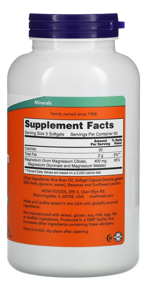 Citrato De Magnésio Now Foods 180 Softgels + Porta Cápsulas - Imagem 2