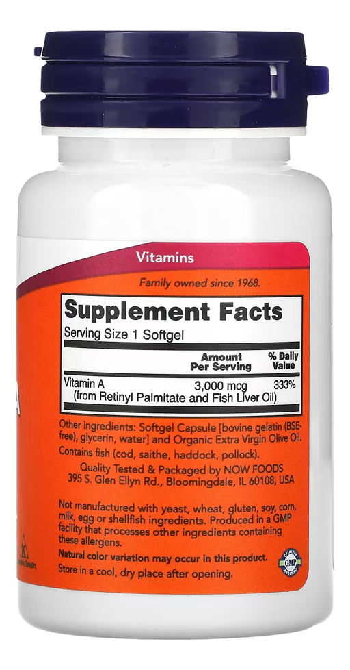 Vitamina A Now Foods 100 Cáps Softgels + Porta Cápsulas - Imagem 2