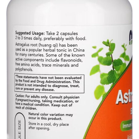 Astragalus 500mg Now Foods 100 Veg Cápsulas +porta Cápsulas - Imagem 3