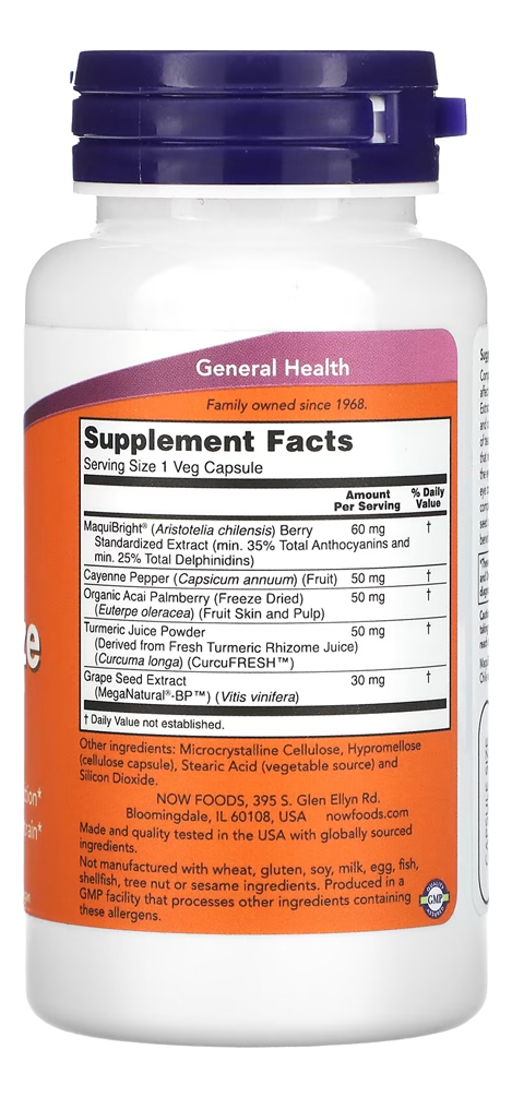 Eye Moisturize Now Foods Maquibright 60 Cáps Importado 3un - Imagem 3