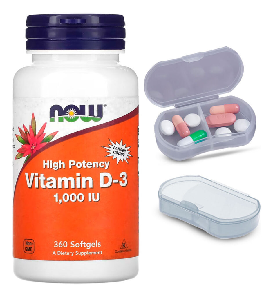 Vitamina D3 1.000ui Now Foods 360softgels + Porta Cápsulas