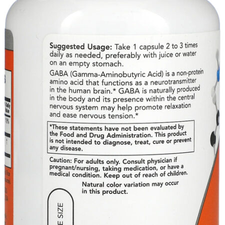 Gaba/ácido Gama 500mg E Vit-b6 100veg Cap Nowfoods Importado - Imagem 3