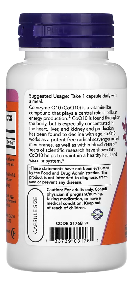 Coenzima Coq10 200mg Now Foods 60 Caps + Porta Cápsulas - Imagem 3