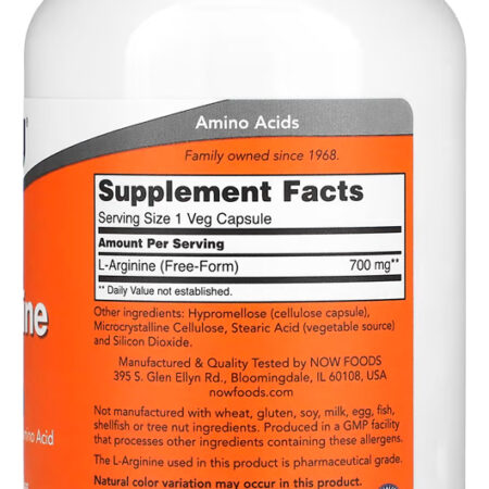 L-arginina 700mg 180 Cáps Importados 4un Now Foods - Imagem 4