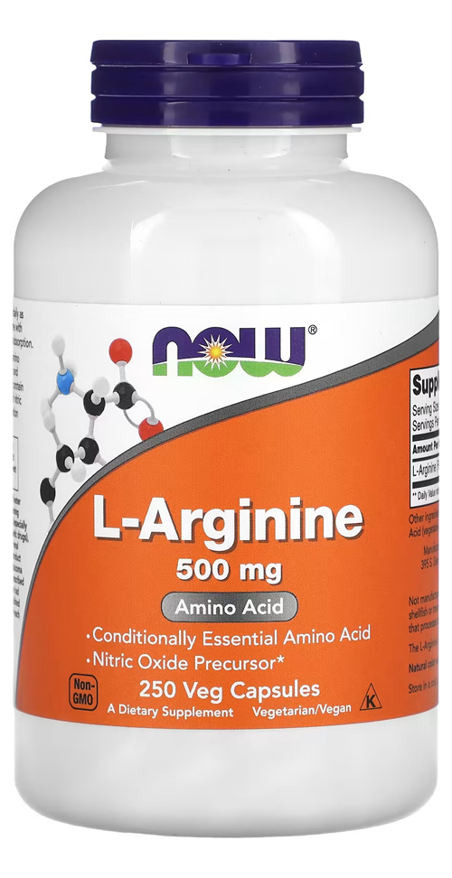 L-arginina 500mg Now Foods L-arginine 250 Veg Caps 4un - Imagem 3