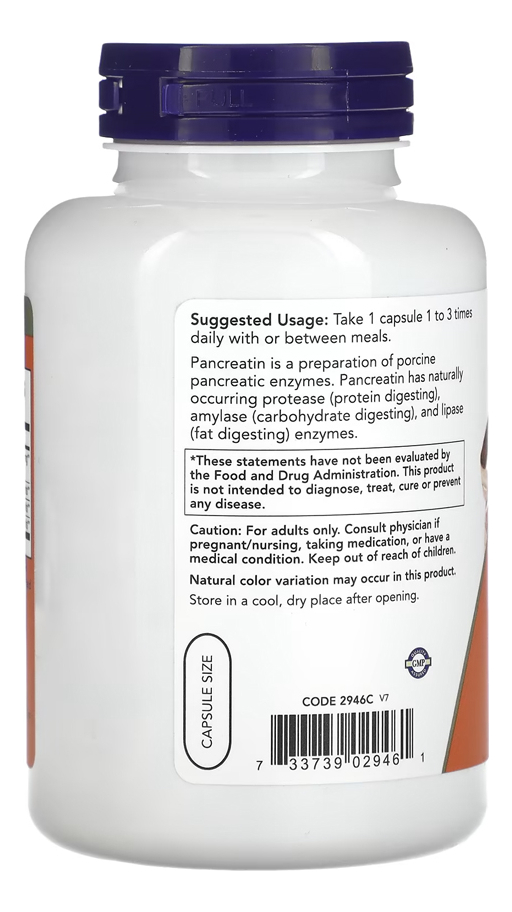 Pancreatina 200mg Now Foods 250veg Cáps Importado 5un - Imagem 4