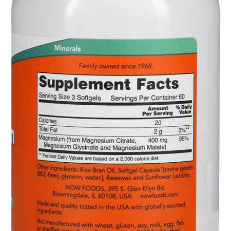 Citrato De Magnésio 180 Softgels Importado 4un Now Foods - Imagem 3