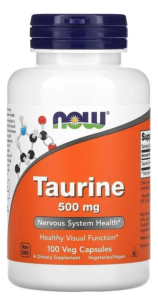 Taurina 500 Mg - 100 Cápsulas Da Marca Now Foods Com Sabor De Taurina