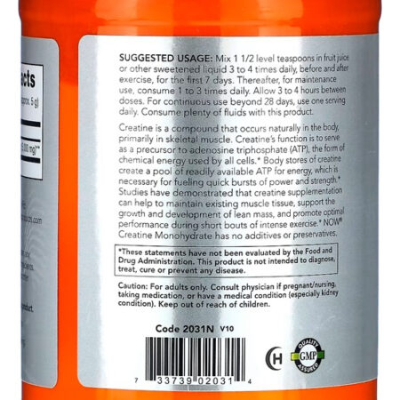 Creatina Em Pó 600g Puro Importado 5un Now Foods - Imagem 3