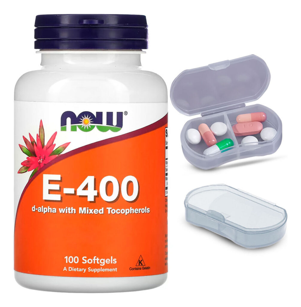Vitamina E 400ui Now Foods 100 Softgels + Porta Cápsulas