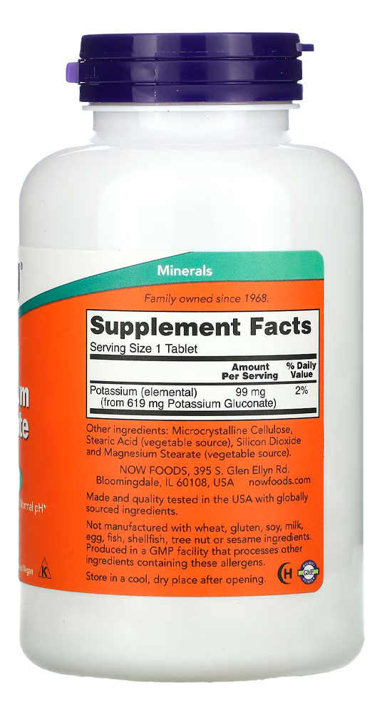 Gluconato Potássio 99mg Now Foods 250 Tabs Importado - Imagem 3