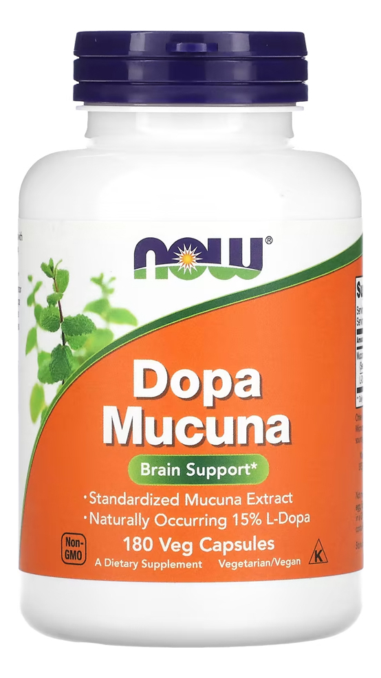 Extrato De Dopa Mucuna Now Foods 180 Veg Caps Importado