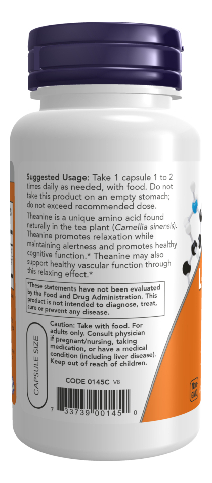 L-teanina 100 Mg C/chá Verde Descafeinado Now Foods Sfn Na Flavor - Imagem 6