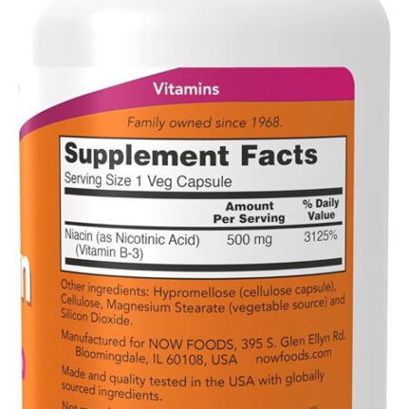 Niacina Vitamina B-3 500mg Now Foods 100cáp + Porta Cápsulas - Imagem 2