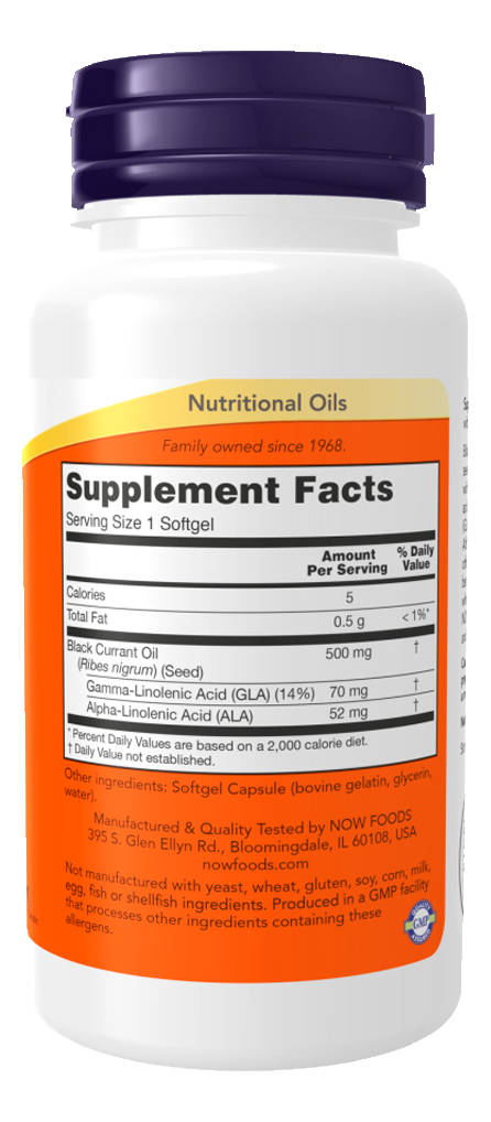 Óleo Groselha Preta 500mg Now Foods 100 Softgl Importado - Imagem 2