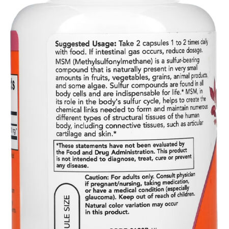 Msm 1000mg 120 Caps Importado 5un Now Foods - Imagem 3