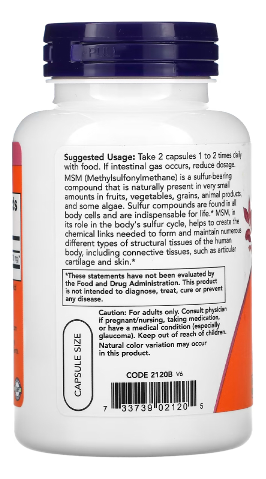 Msm 1000mg 120 Caps Importado 5un Now Foods - Imagem 3