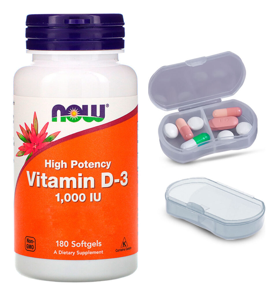 Vitamina D3 Now Foods 180 Softgels + Porta Cápsulas