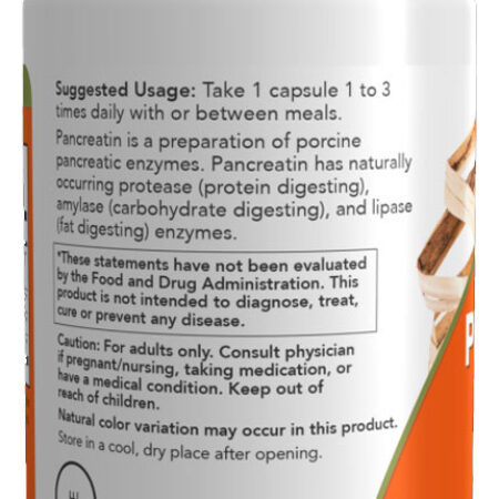 Pancreatina 2000 Now Foods 100 Veg Cáps Importado 4un - Imagem 4