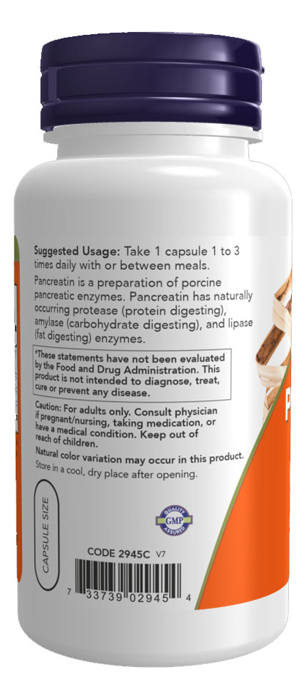 Pancreatina 2000 Now Foods 100 Veg Cáps Importado 4un - Imagem 4