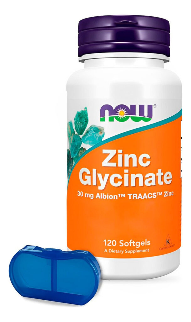 Now Foods Glicinato De Zinco 30mg 120 Softgels +porta Cáps