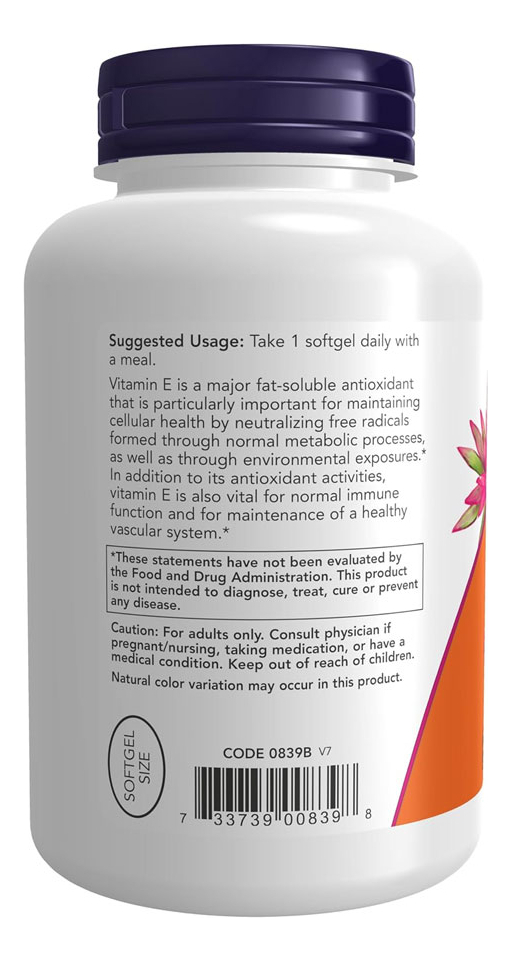 Vitamina E-400 Now Foods D-alfa Tocoferol 250s Importado 3un - Imagem 4