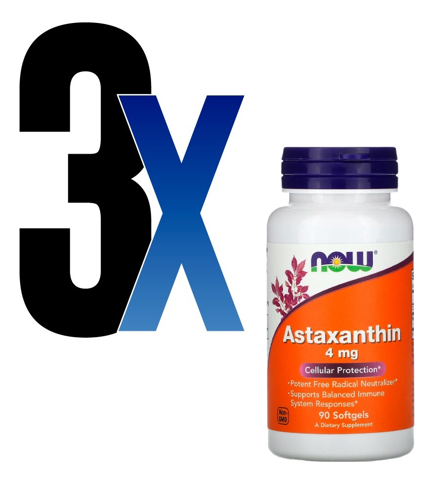 Astaxantina 4mg Now Foods 90softgels 3un - Imagem 2