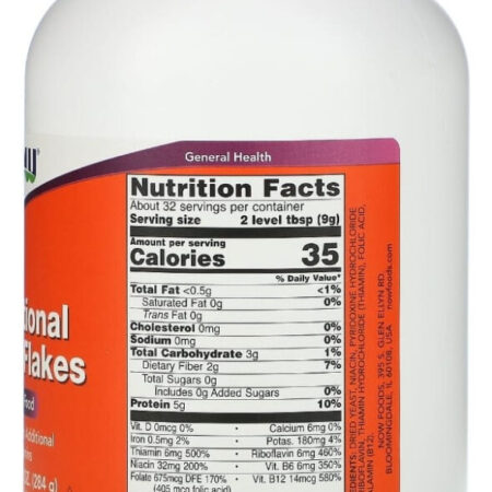 Nutricional Yeast Flake Flocos Levedura Nutricional 284g Now Sabor Sem Sabor - Imagem 2