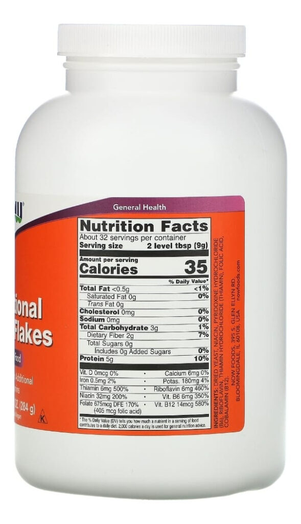 Nutricional Yeast Flake Flocos Levedura Nutricional 284g Now Sabor Sem Sabor - Imagem 2