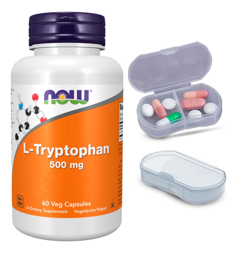 L-triptofano 500mg Now Foods 60 Caps + Porta Cápsulas