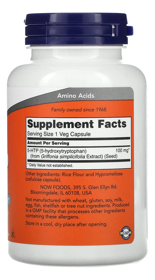 5-htp 100mg Now Foods 120 Caps + Porta Cápsulas - Imagem 2