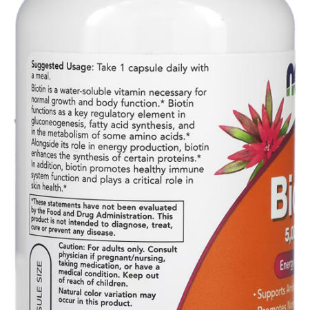 Biotina 5000mcg Now Foods 120 Caps + Porta Cápsulas - Imagem 3