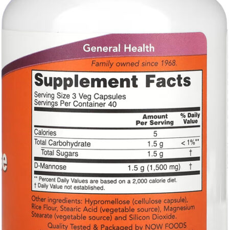 D-manose 500mg Now Foods 120veg Caps 5un - Imagem 4