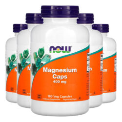 Magnésio Magnesium 400mg 180veg Cáps Importado 5un Now Foods
