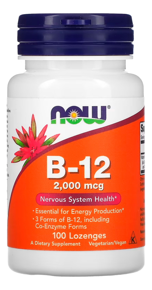 Vitamina B-12 2mg Now Foods 100 Pastilha Importado