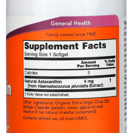 Astaxantina 4mg Extracto Now Foods 90 Softgels Importado 5un - Imagem 4