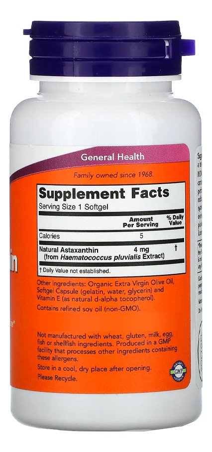 Astaxantina 4mg Extracto Now Foods 90 Softgels Importado 5un - Imagem 4