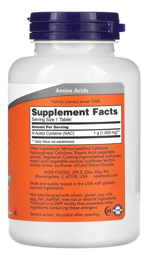 Nac 1000mg 120 Tablets Now Foods Sabor Sem Sabor - Imagem 6