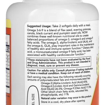Ômega 3-6-9 1.000mg Now Foods 100 Caps Softgels Importado - Imagem 3