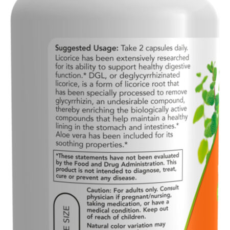 Dgl 400mg Now Food Com Aloe Vera 100 Caps Importado 5un - Imagem 3