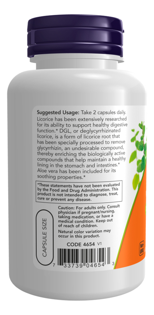 Dgl 400mg Now Food Com Aloe Vera 100 Caps Importado 5un - Imagem 3