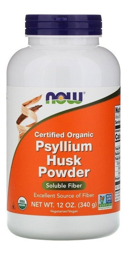 Now Foods, Cascas De Psyllium 100% Orgânicas, Sabor Em Pó Sem Sabor