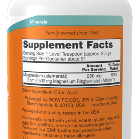 Bisglicinato De Magnésio Em Pó 227g Importado 4un Now Foods - Imagem 3