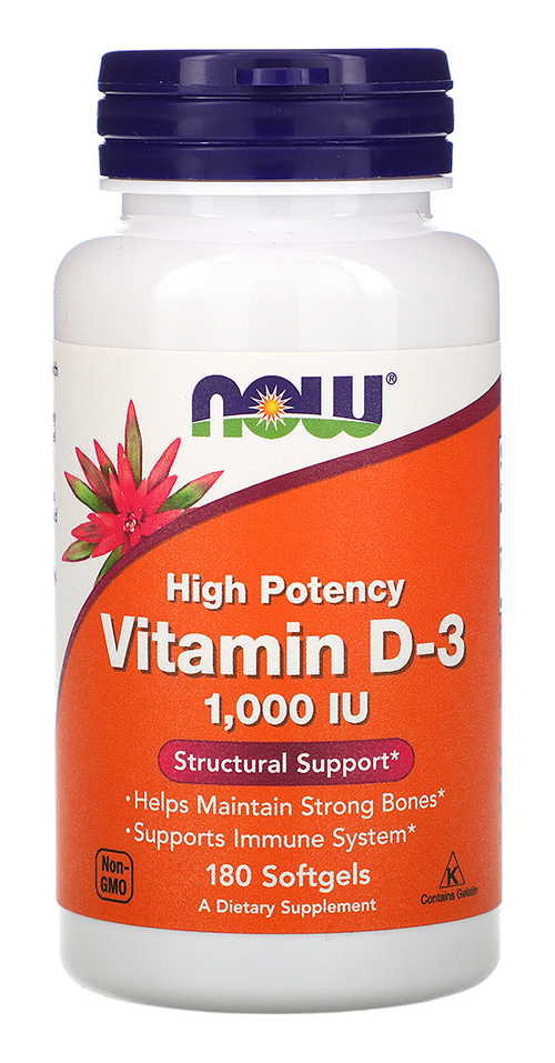 Vitamina D3 1000 Iu Alta Potência Now Foods 180soft Eua/usa