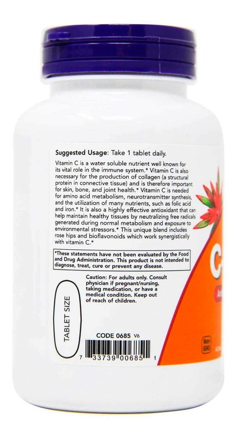 Vitamina C 1000mg E Rosa Mosqueta Now Foods 100tabls - Imagem 2