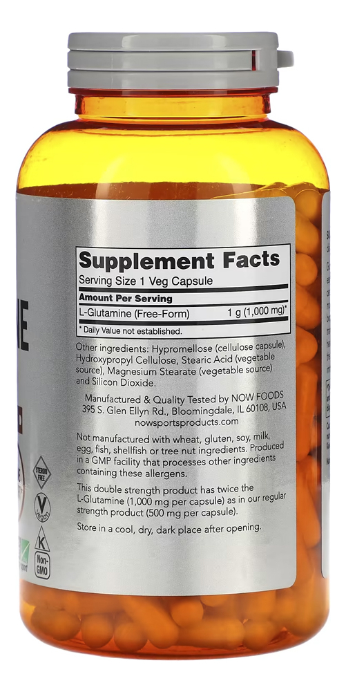 L-glutamina 1000mg Now Foods Sports 240 Caps Importado 5un - Imagem 3